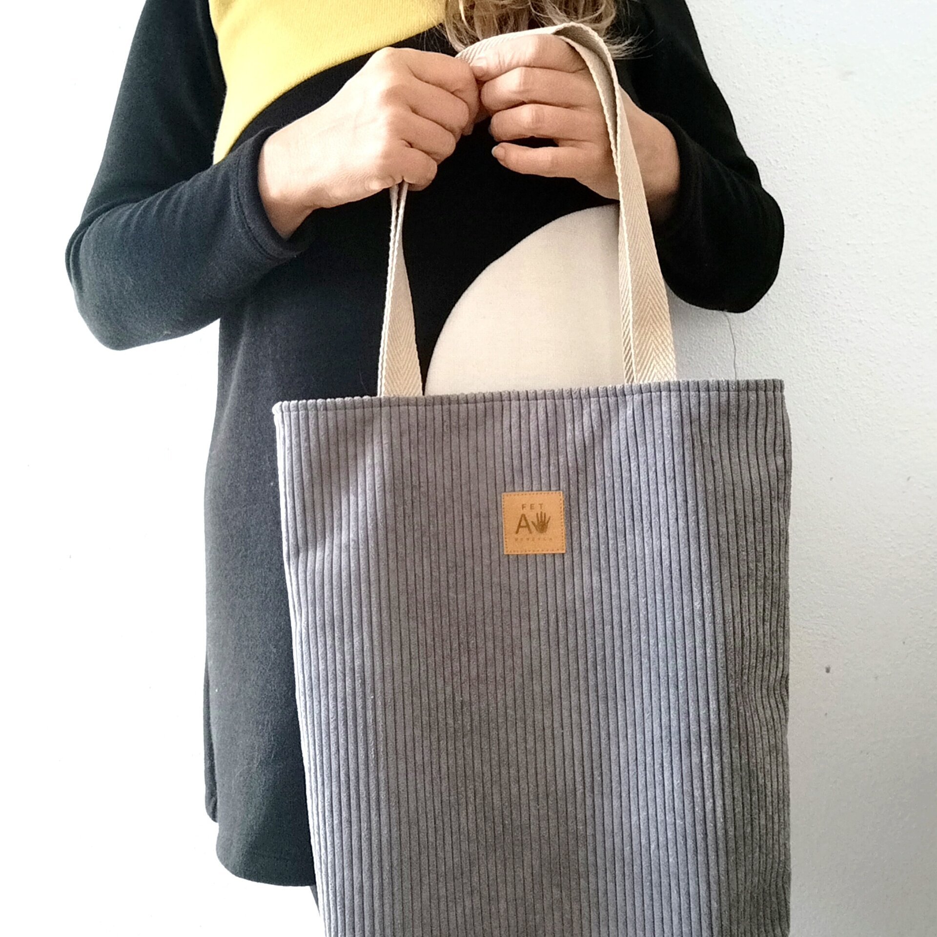 Tote bag de pana gris - 6