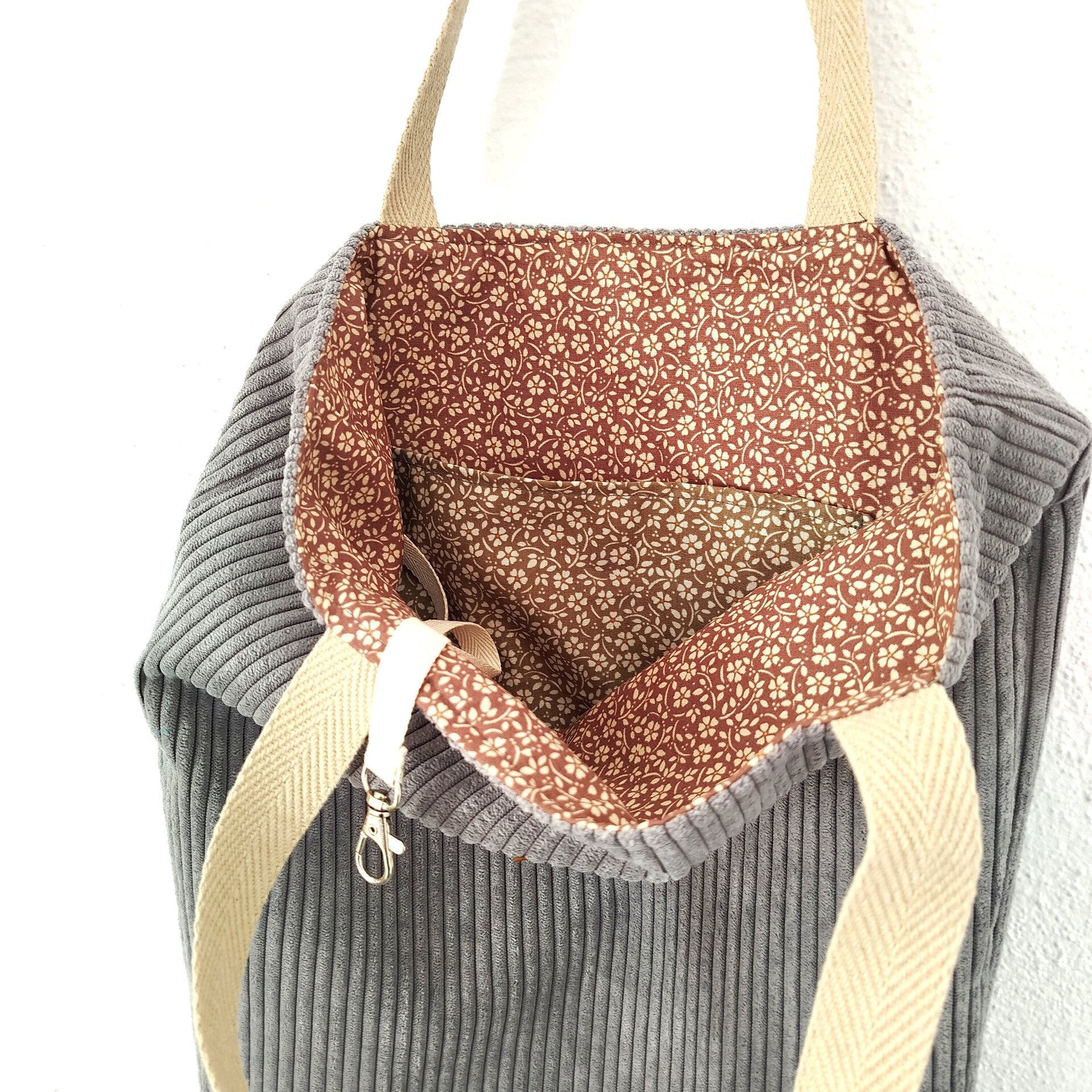 Tote bag de pana gris - 4