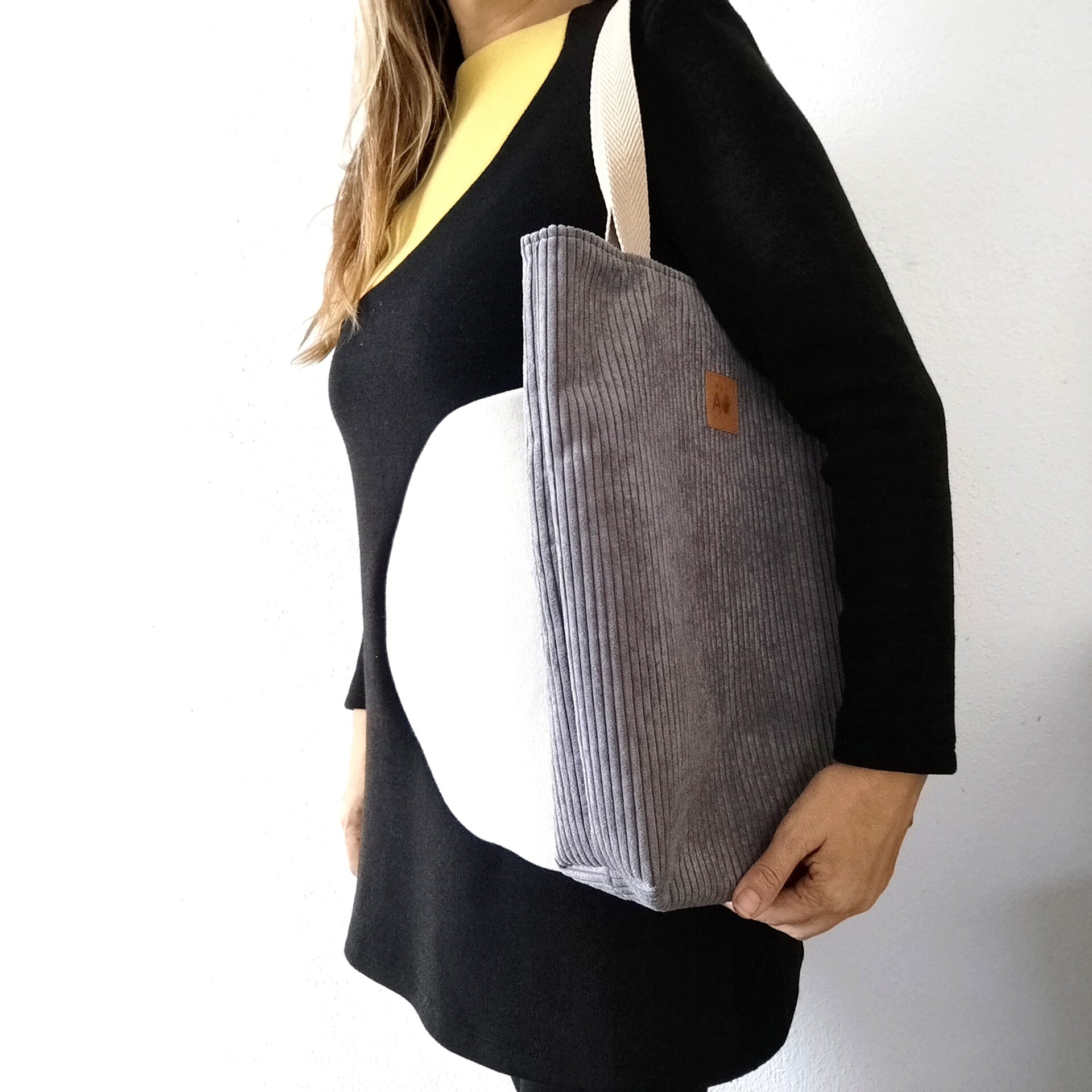 Tote bag de pana gris - 5